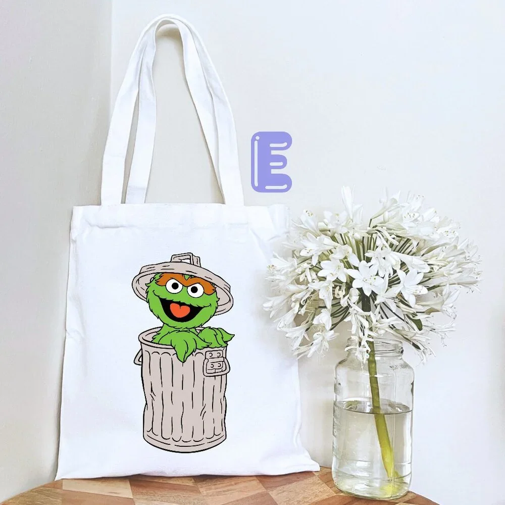 Sesame Street Oscar Reusable Tote bag, kid's books Tote bag.Grocery Shopping bag - Picture 1 of 2